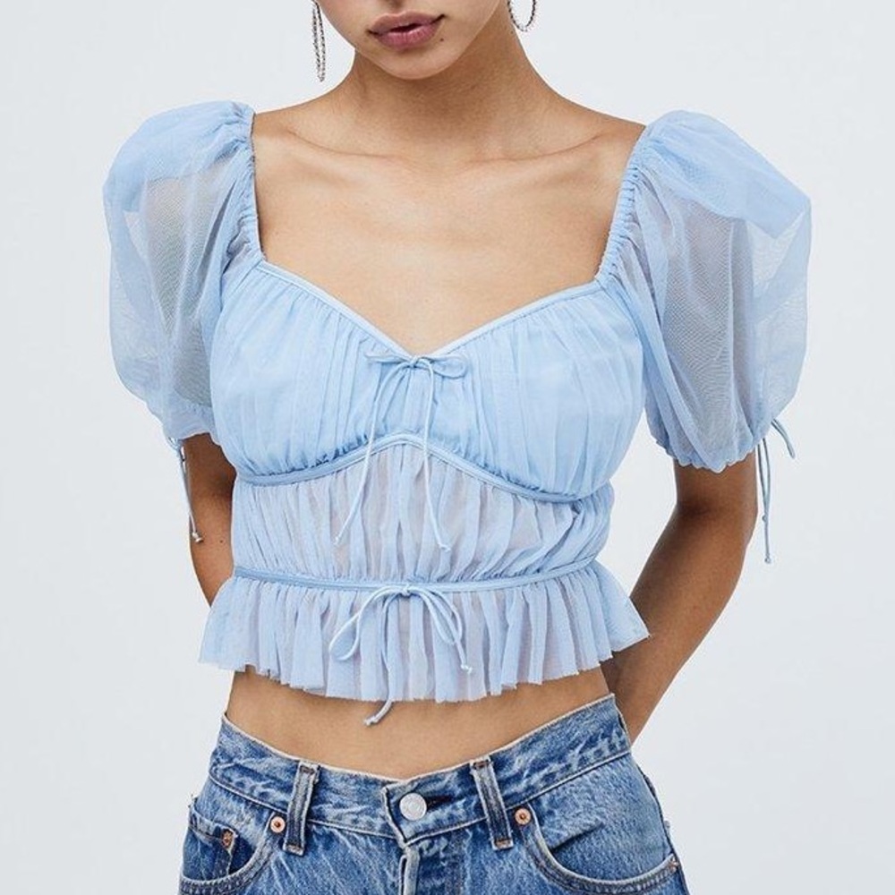 For Love And Lemons Blue Sunshine Crop Top NWOT